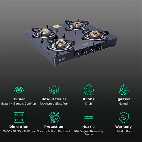 four burner gas stove toughened glass top